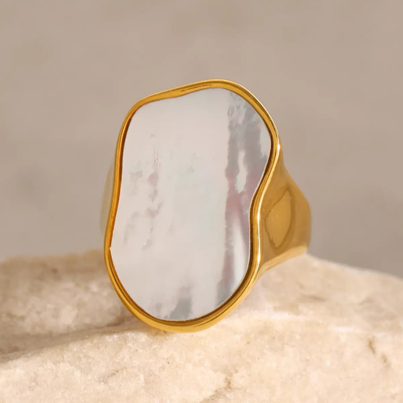 18k gold plated pearl ring