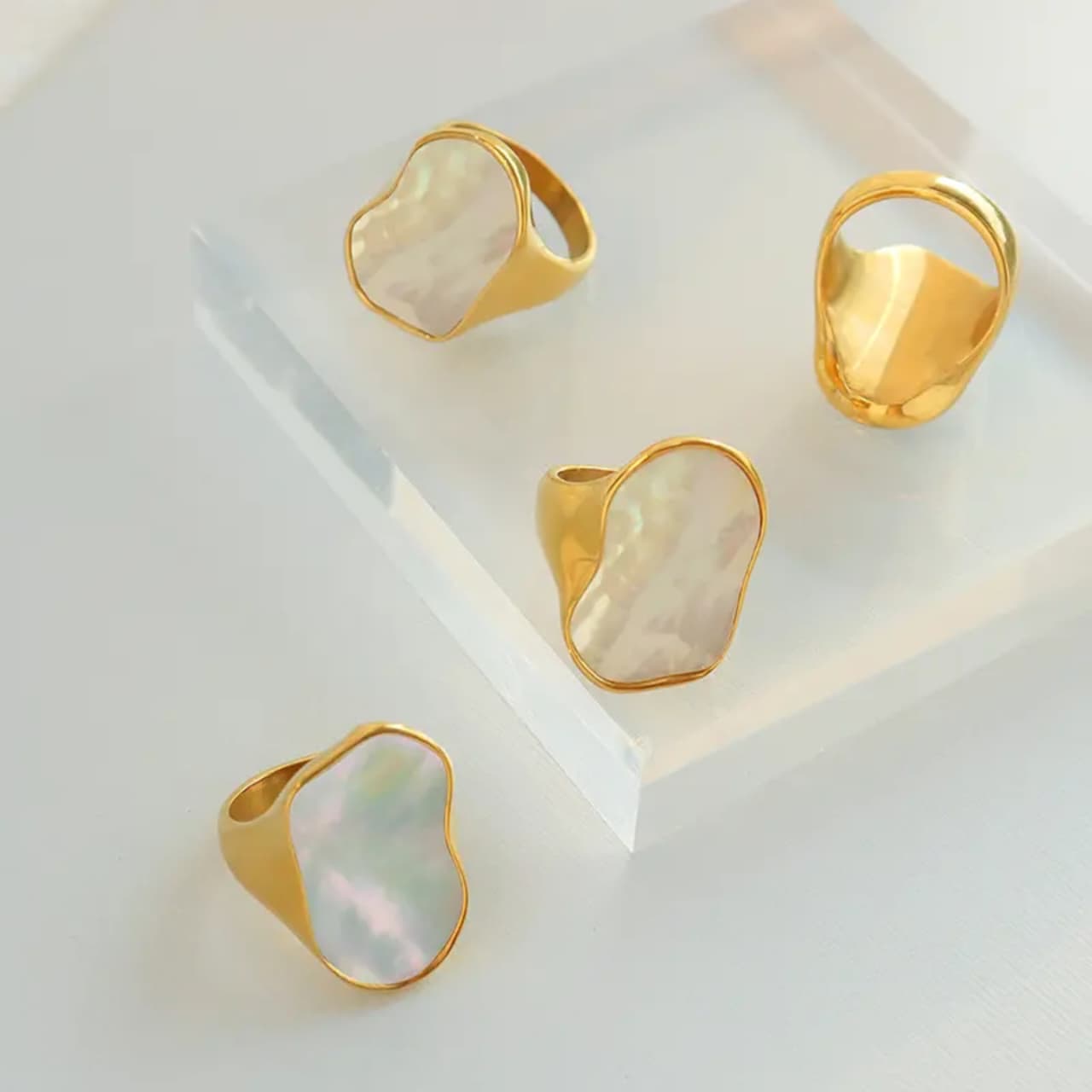 18k gold plated pearl ring