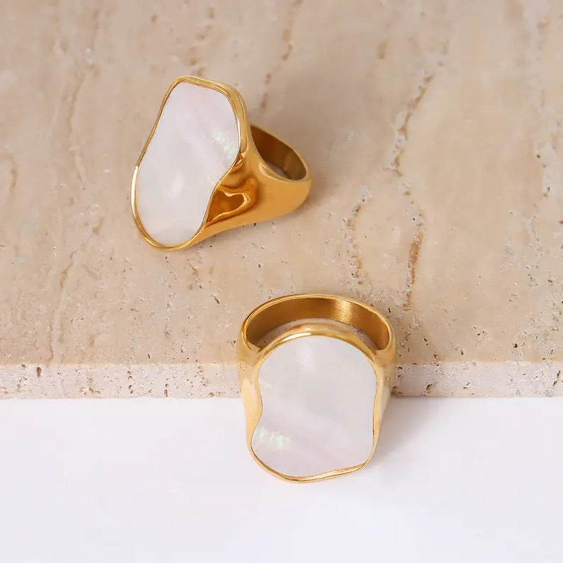 18k gold plated pearl ring