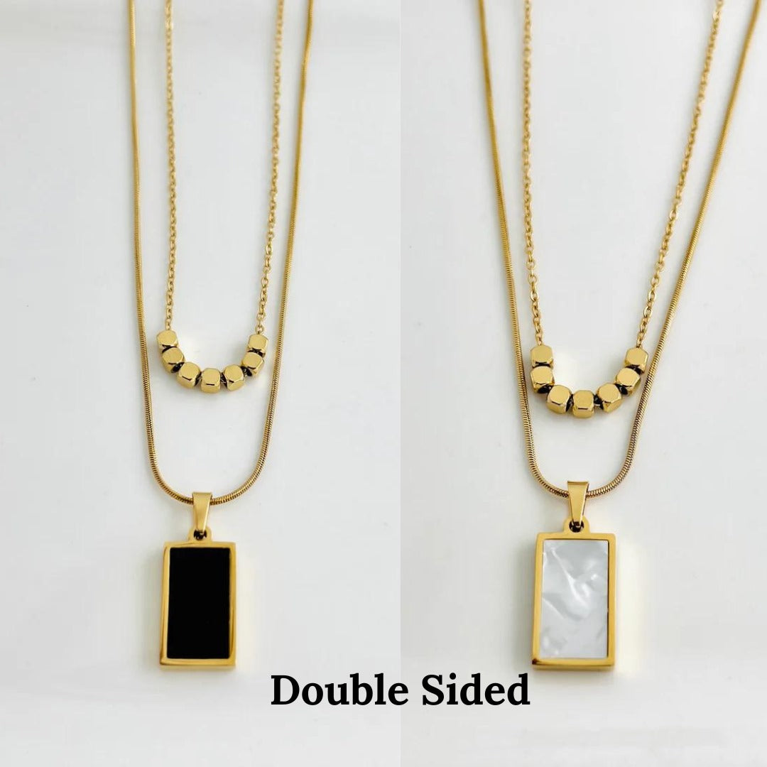 Black&White Double Sided Double Layered Necklace Necklace