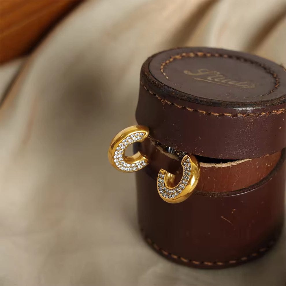 18k Gold Plated Micro Zircon C Hoops Earring