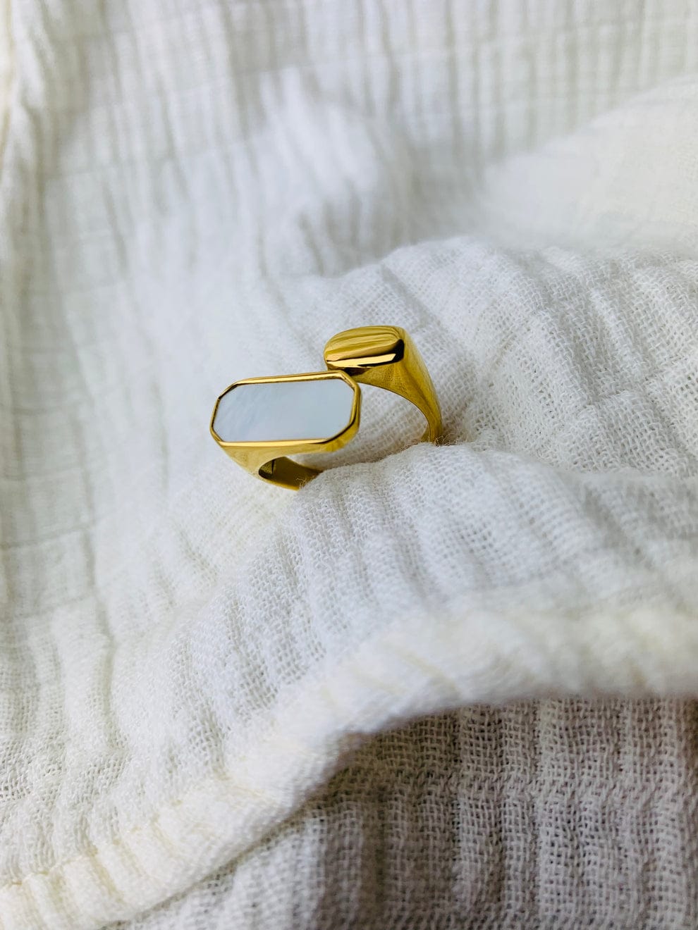 White Stone Adjustable Ring