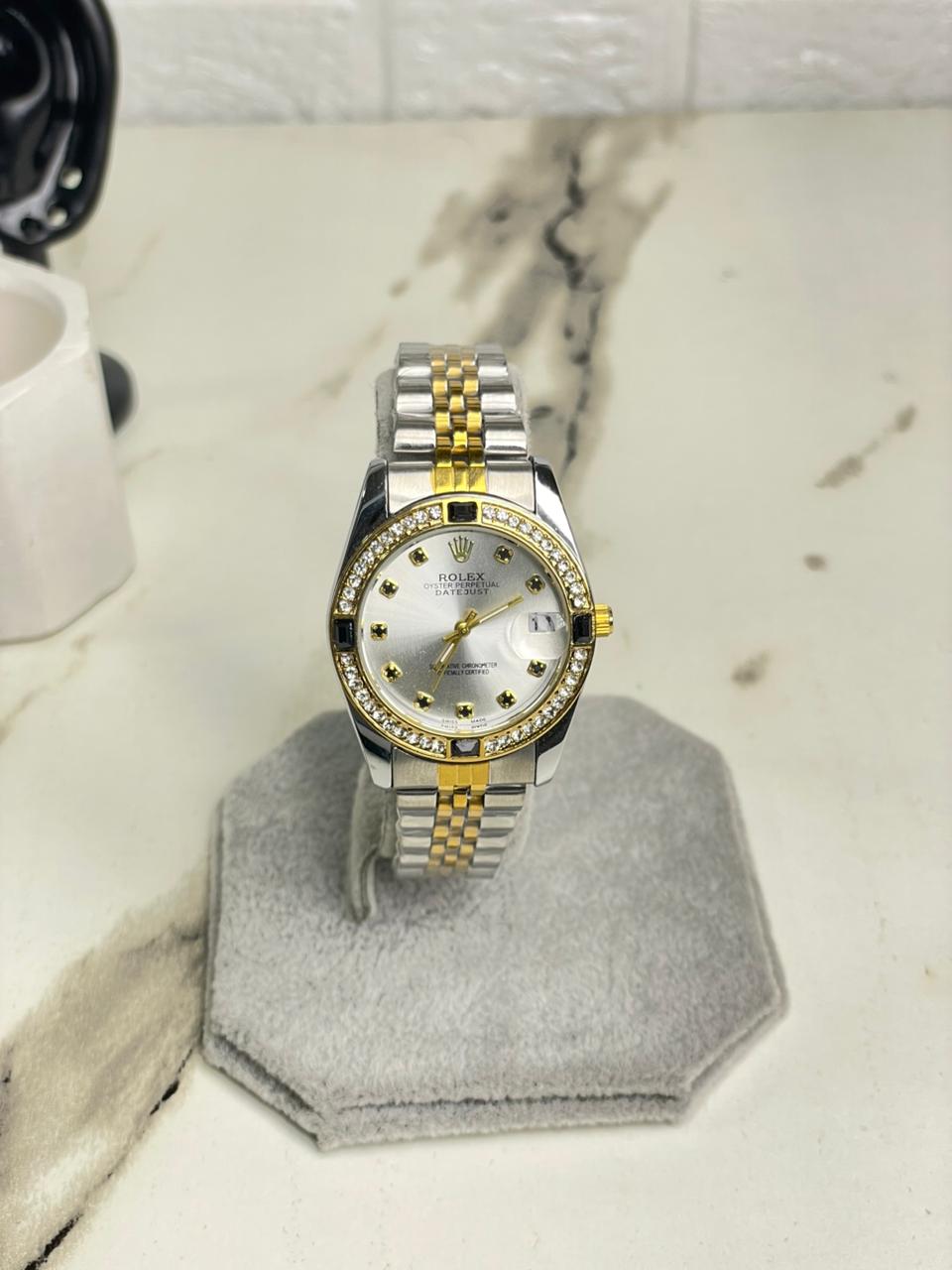 Womens /Mens RlX Two Tone Black Stone Stainless Steel  Watch