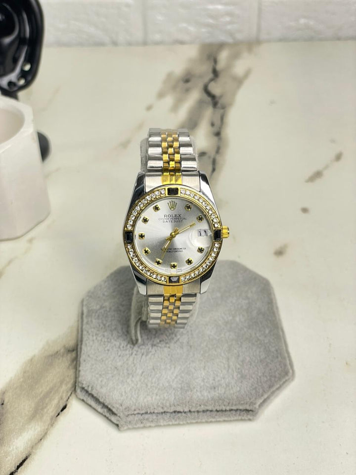 Womens /Mens RlX Two Tone Black Stone Stainless Steel  Watch
