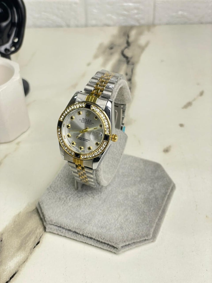 Womens /Mens RlX Two Tone Black Stone Stainless Steel  Watch