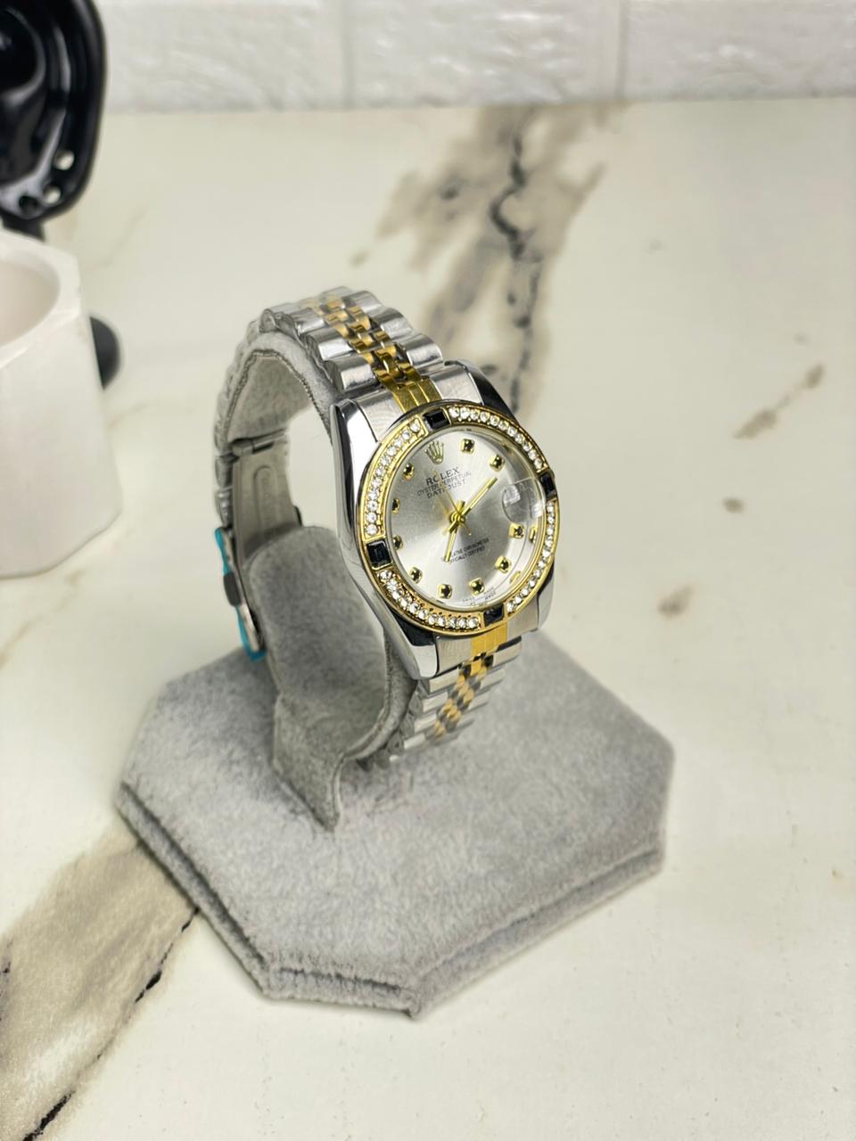 Womens /Mens RlX Two Tone Black Stone Stainless Steel  Watch