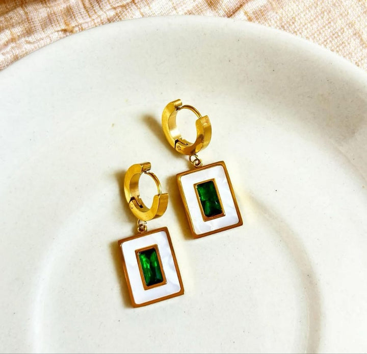 Square Shell Drop EarRings