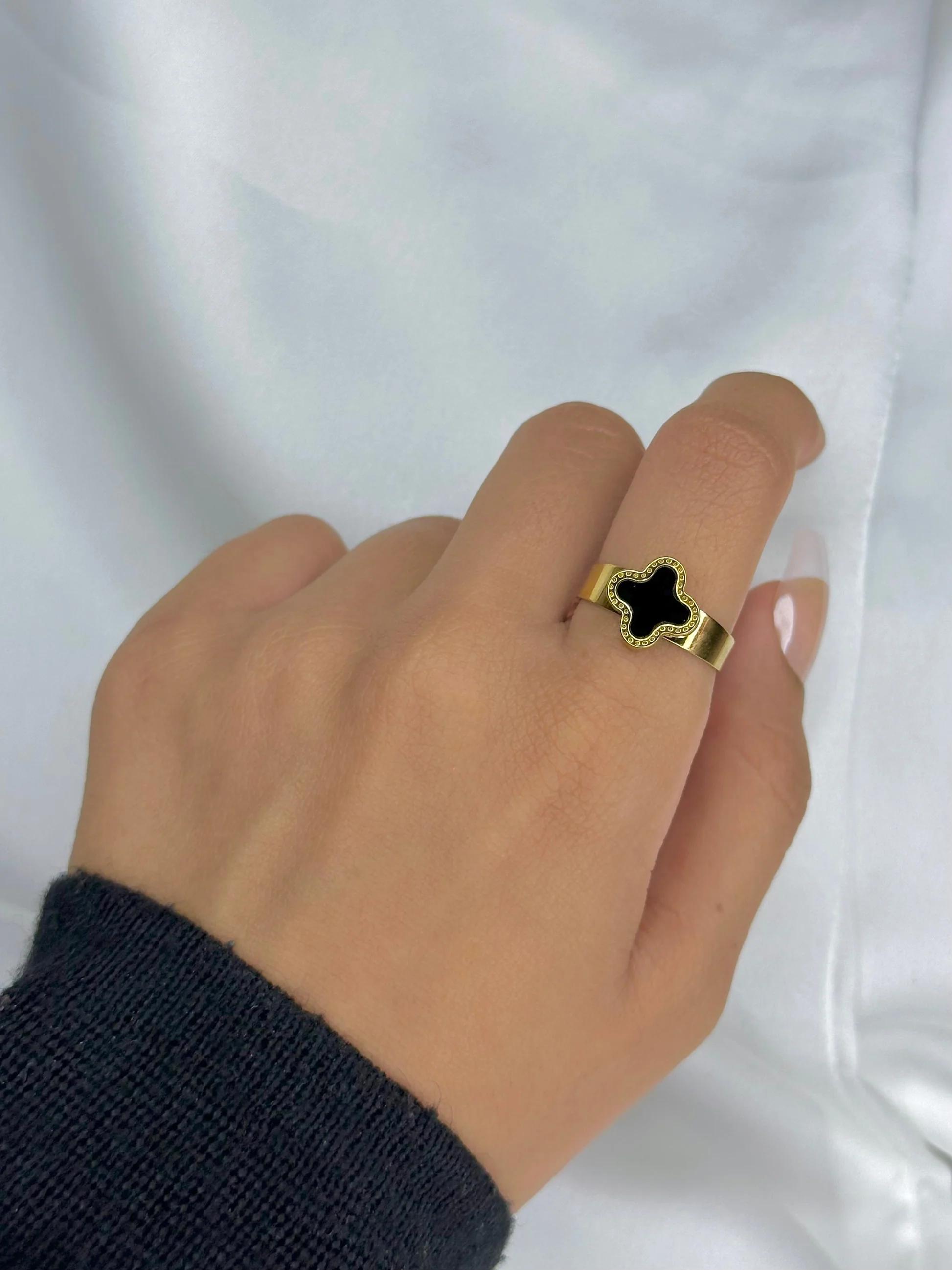 Black clover ring adjustable