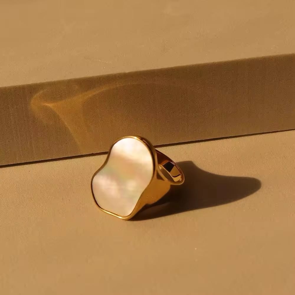 18k gold plated pearl ring