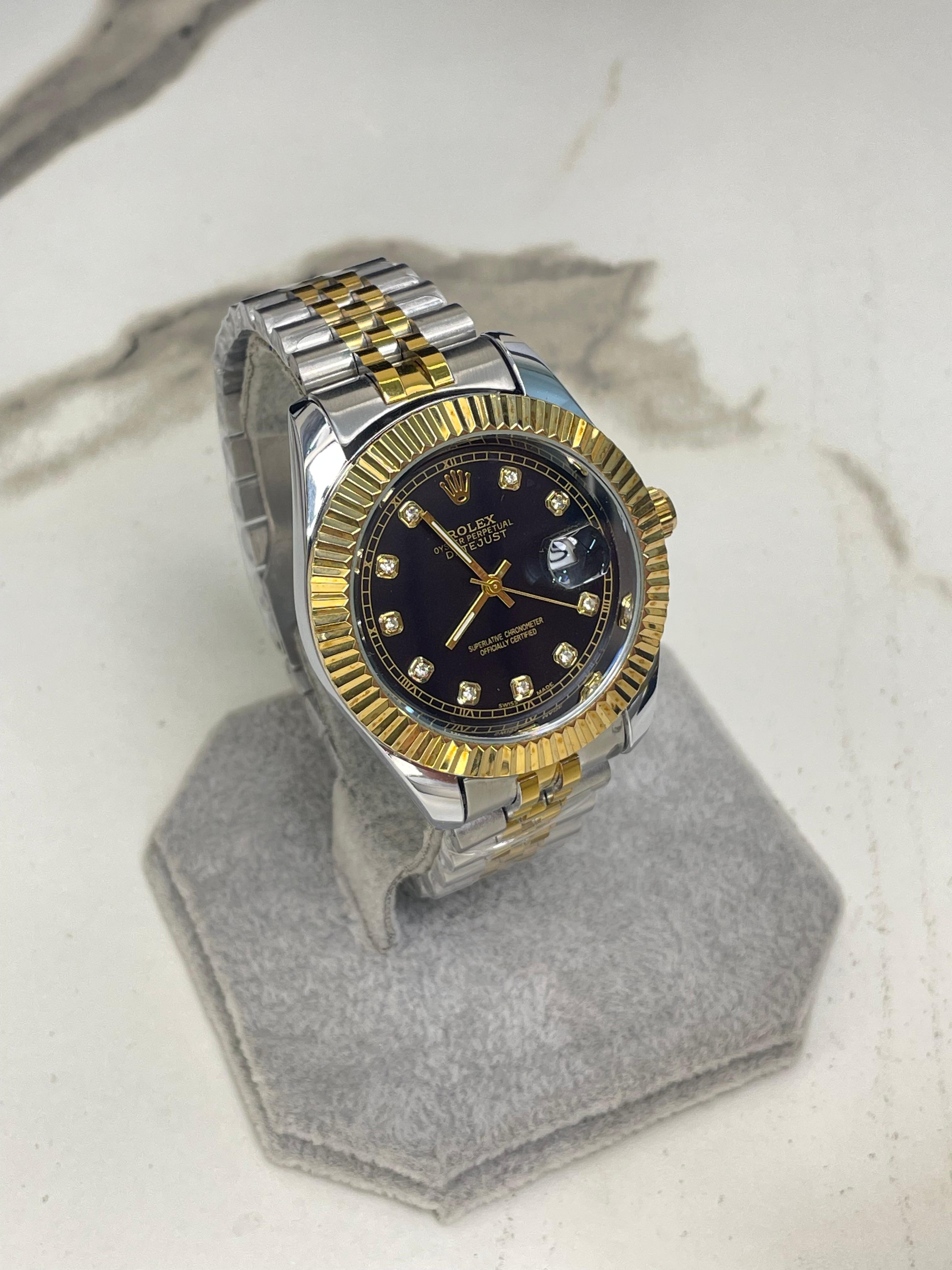 Men's Rlx Two tone Black  Dial Stainless Steel Watch