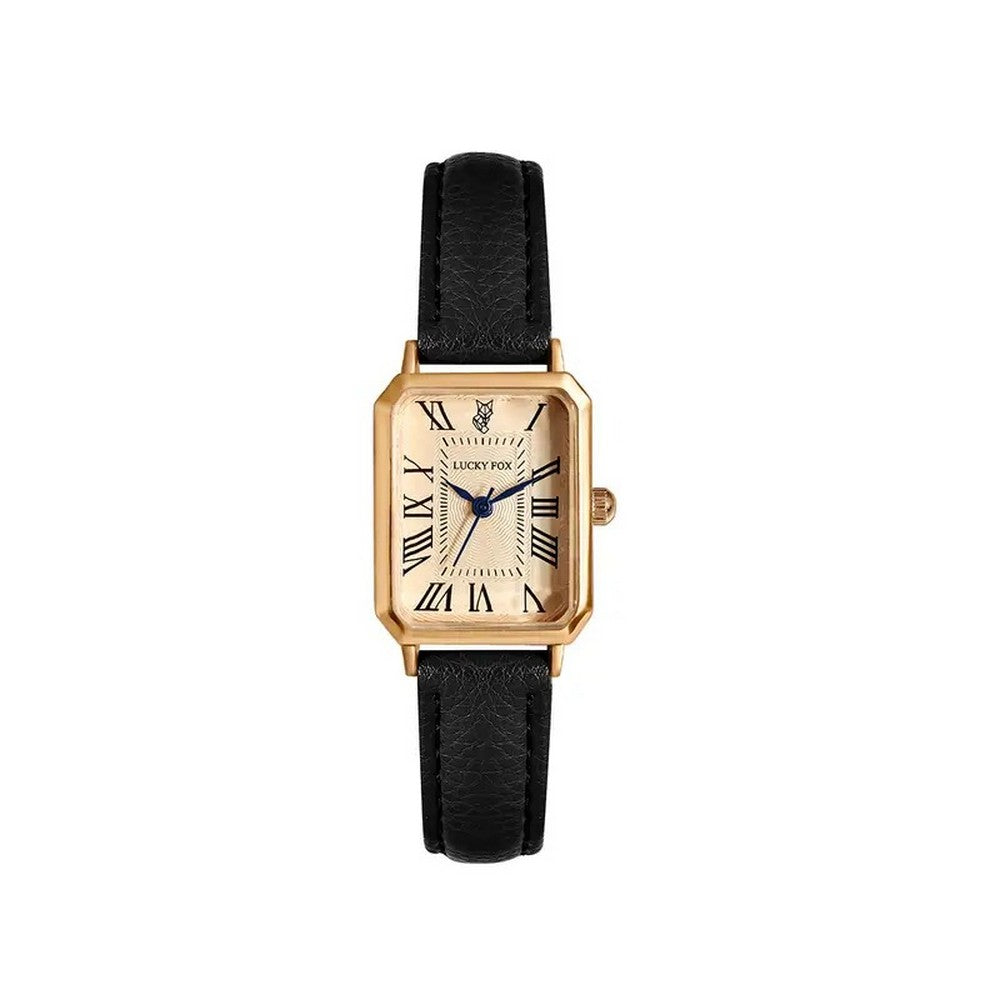 Saviero Black Leather Strap watch