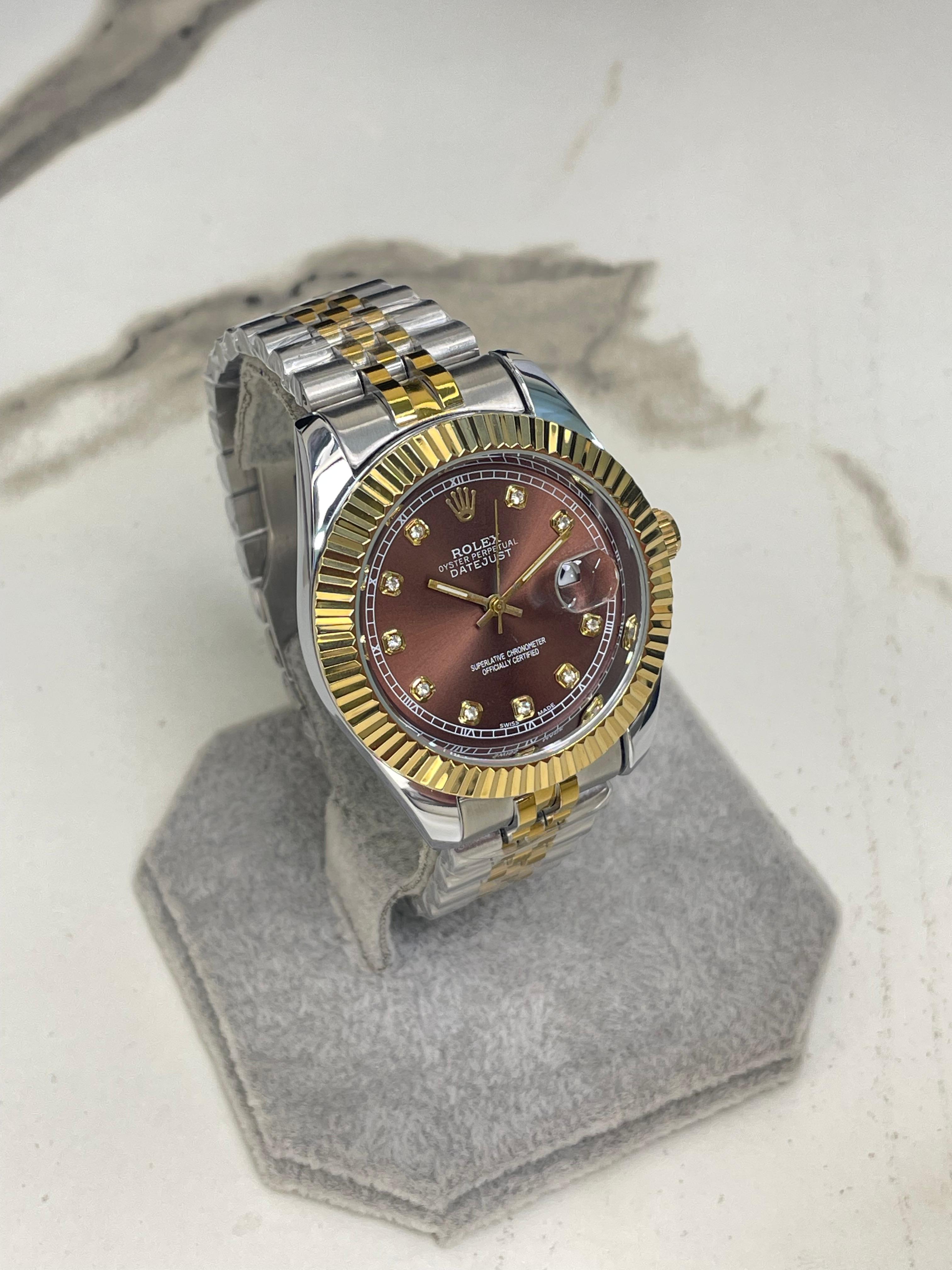 Men's  Rlx Two tone Chocolate Dial Stainless Steel Watch