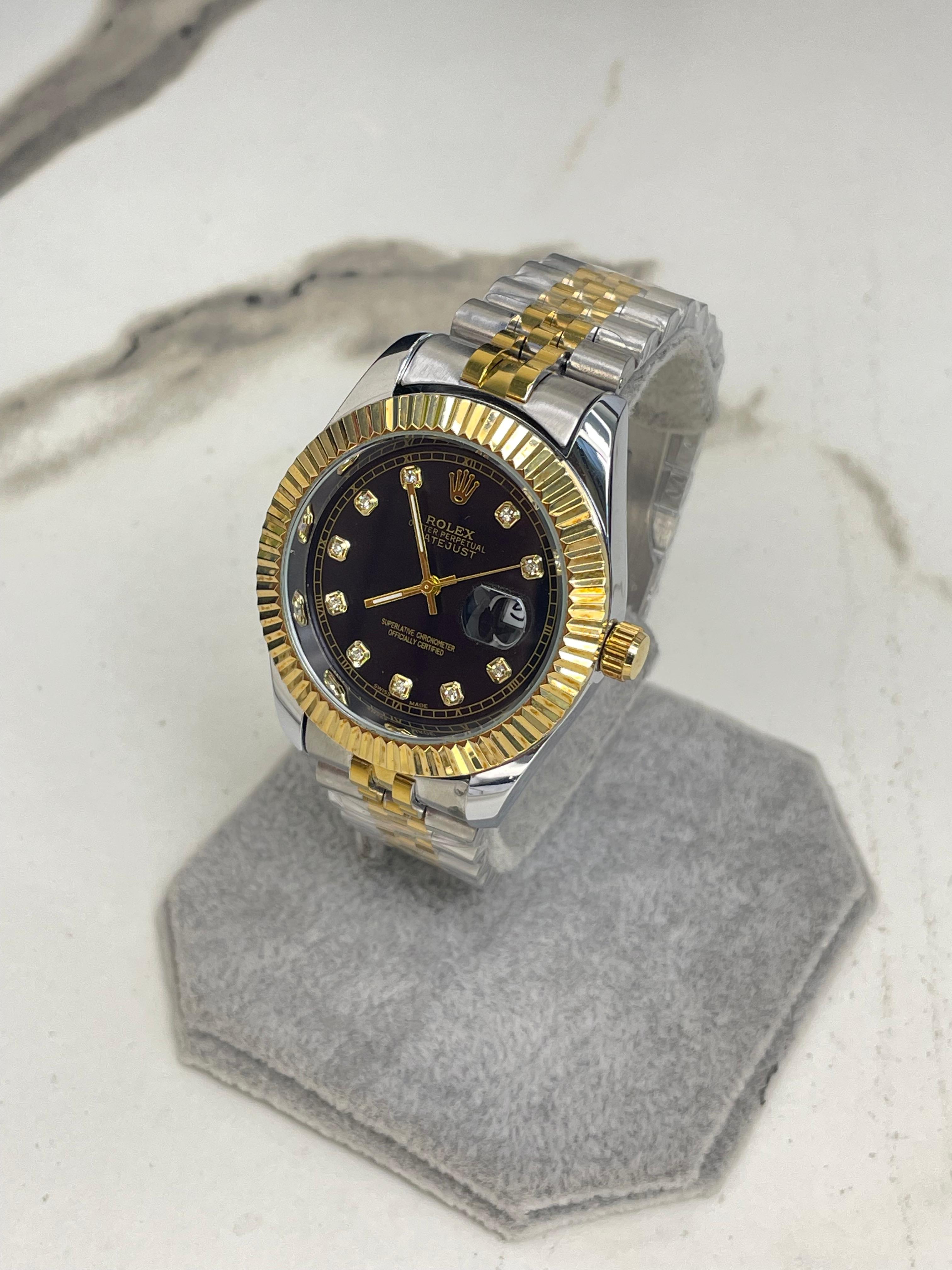 Men's Rlx Two tone Black  Dial Stainless Steel Watch