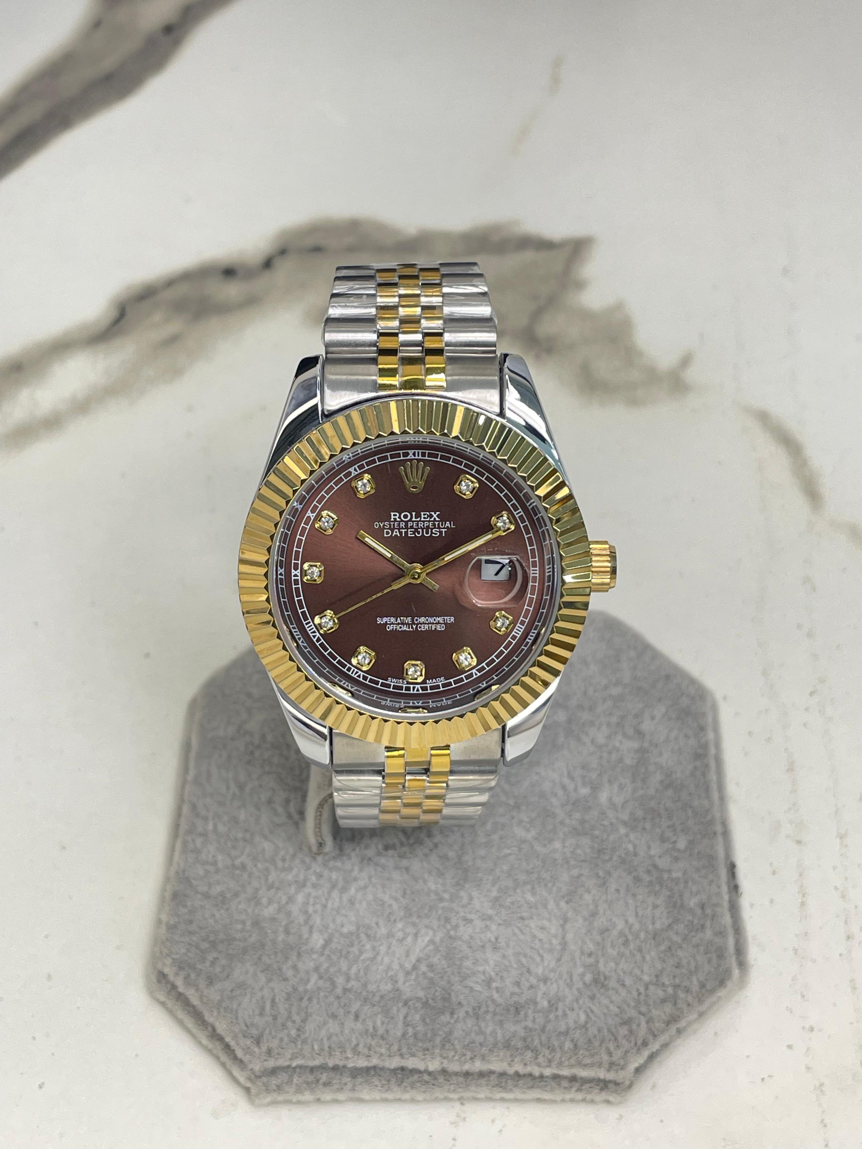 Men's  Rlx Two tone Chocolate Dial Stainless Steel Watch